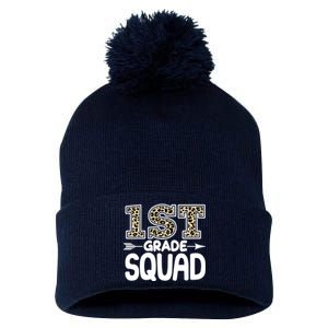 Leopard Print 1st Grade Squad Pom Pom 12in Knit Beanie