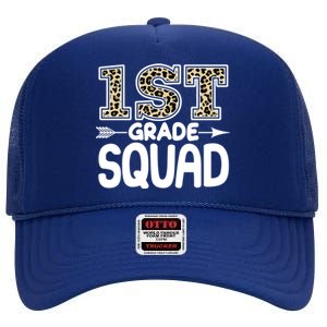 Leopard Print 1st Grade Squad High Crown Mesh Back Trucker Hat