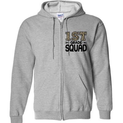 Leopard Print 1st Grade Squad Full Zip Hoodie