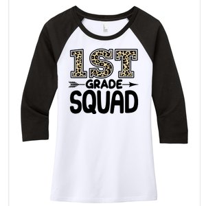 Leopard Print 1st Grade Squad Women's Tri-Blend 3/4-Sleeve Raglan Shirt