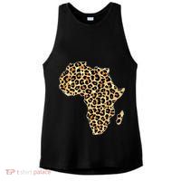 Leopard Print African Map Of Africa Ladies PosiCharge Tri-Blend Wicking Tank