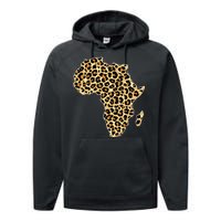 Leopard Print African Map Of Africa Performance Fleece Hoodie