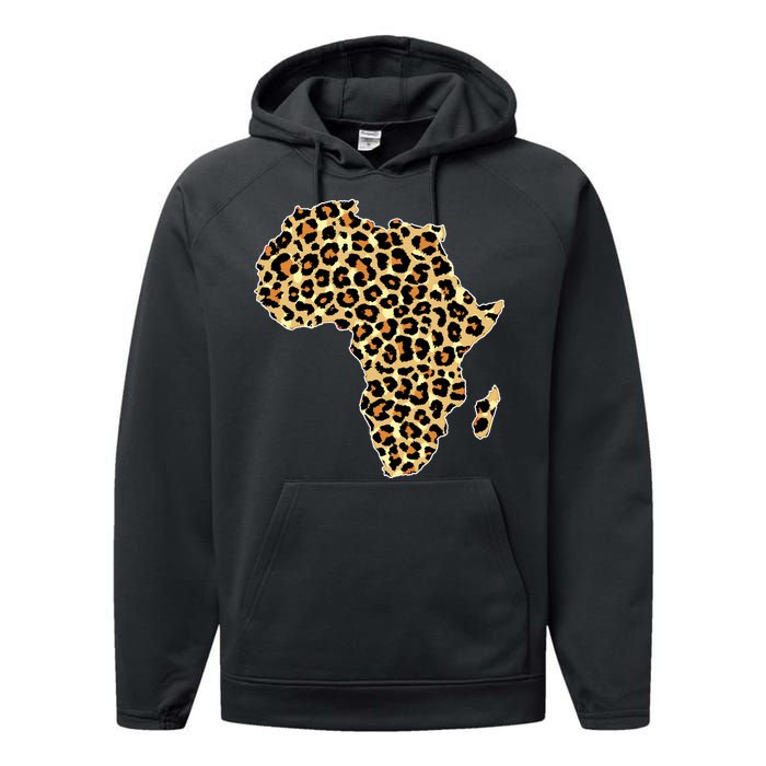 Leopard Print African Map Of Africa Performance Fleece Hoodie