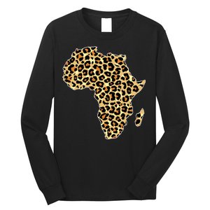 Leopard Print African Map Of Africa Long Sleeve Shirt