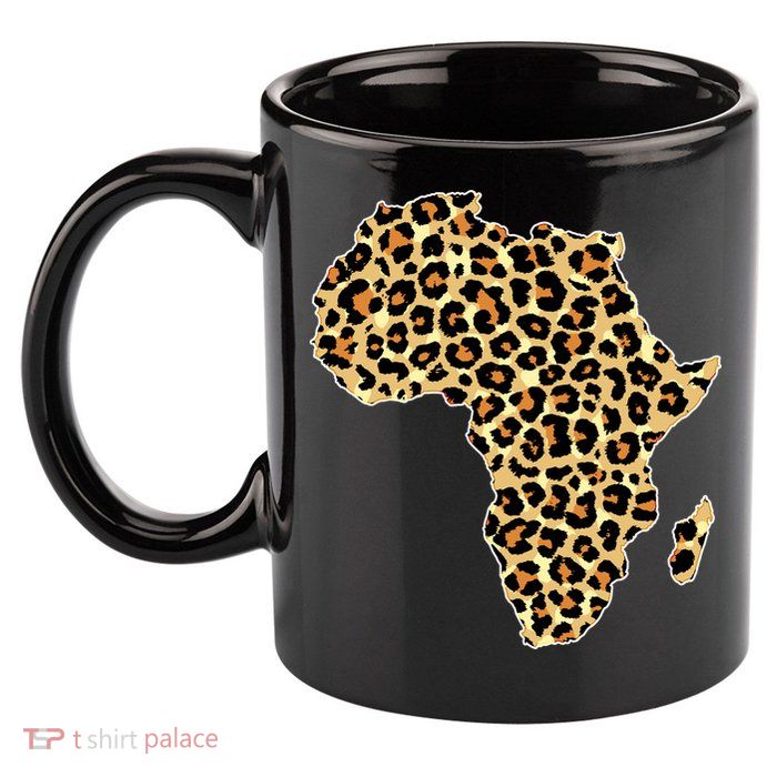 Leopard Print African Map Of Africa 11oz C Handle Ceramic Mug