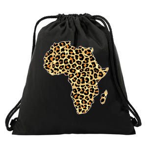 Leopard Print African Map Of Africa Drawstring Bag