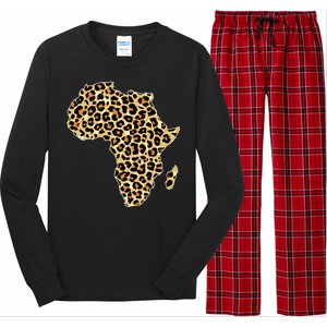 Leopard Print African Map Of Africa Long Sleeve Pajama Set