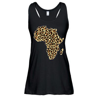 Leopard Print African Map Of Africa Ladies Essential Flowy Tank