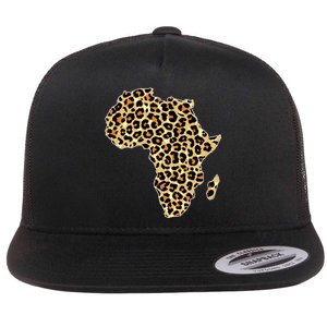 Leopard Print African Map Of Africa Flat Bill Trucker Hat