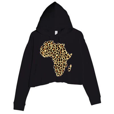 Leopard Print African Map Of Africa Crop Fleece Hoodie
