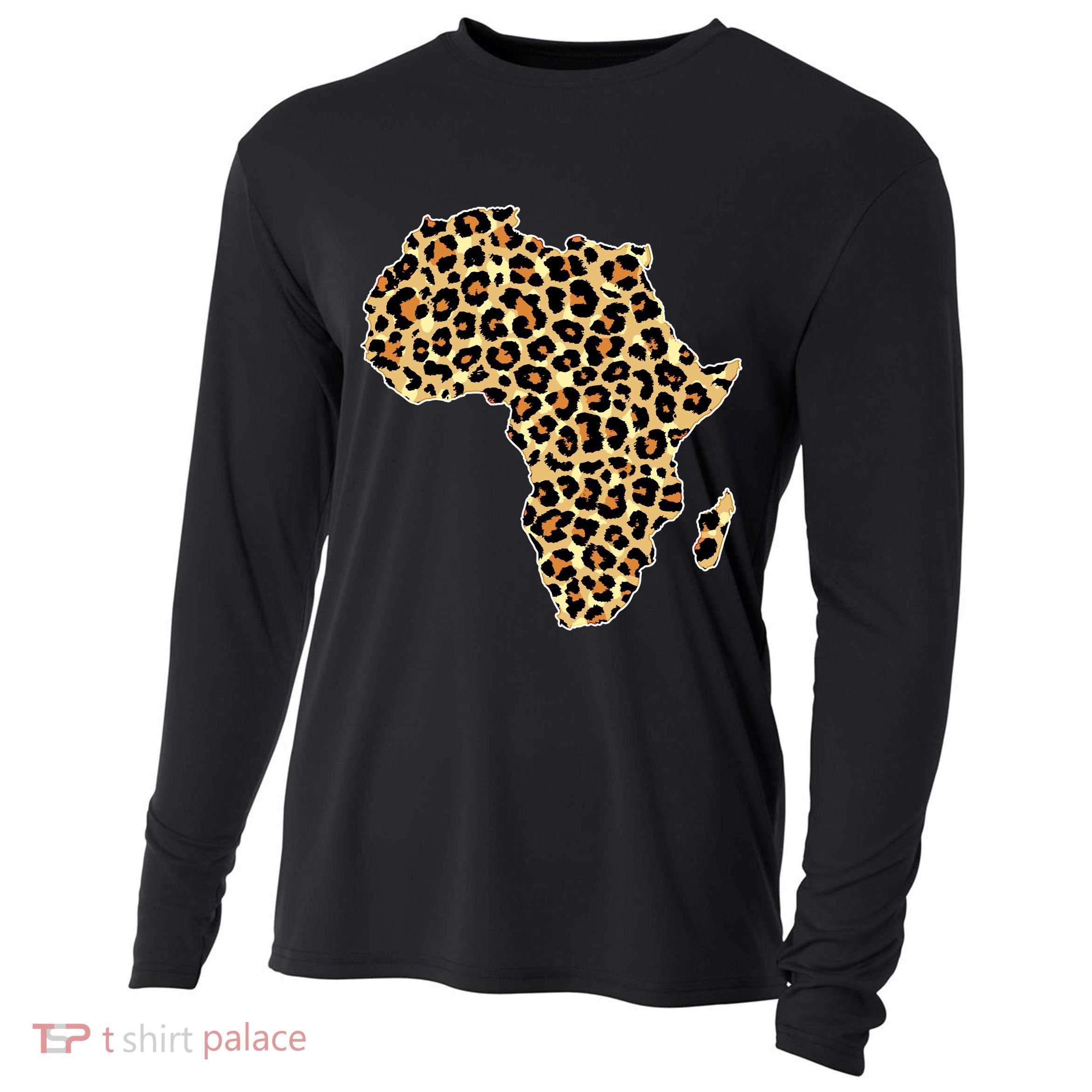 Leopard Print African Map Of Africa Cooling Performance Long Sleeve Crew