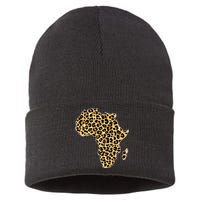 Leopard Print African Map Of Africa Sustainable Knit Beanie