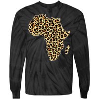 Leopard Print African Map Of Africa Tie-Dye Long Sleeve Shirt