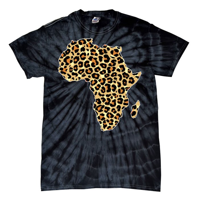 Leopard Print African Map Of Africa Tie-Dye T-Shirt