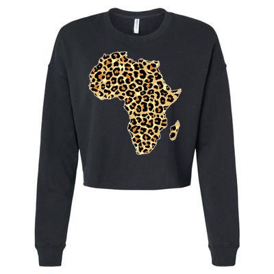 Leopard Print African Map Of Africa Cropped Pullover Crew