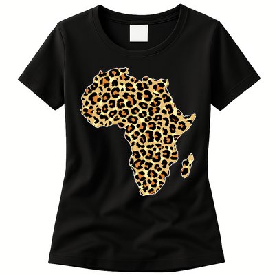 Leopard Print African Map Of Africa Womens T-Shirt