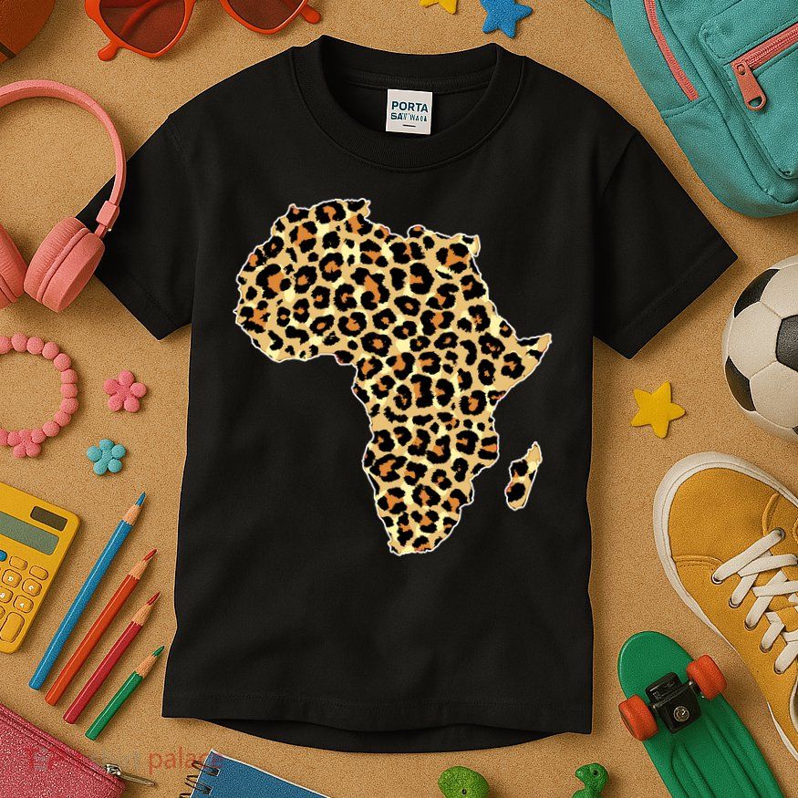 Leopard Print African Map Of Africa Kids T-Shirt