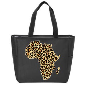 Leopard Print African Map Of Africa Zip Tote Bag