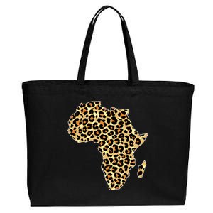 Leopard Print African Map Of Africa Cotton Canvas Jumbo Tote