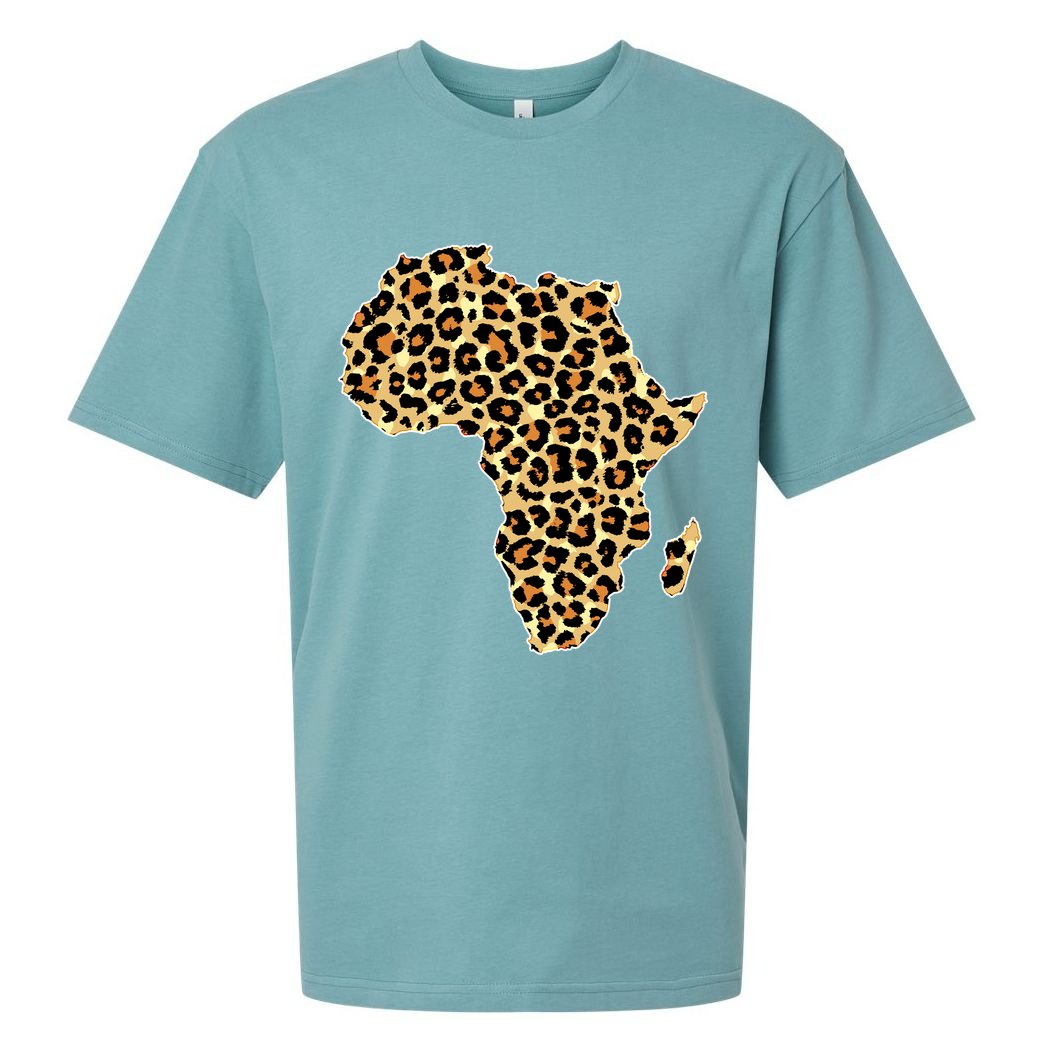 Leopard Print African Map Of Africa Sueded Cloud Jersey T-Shirt