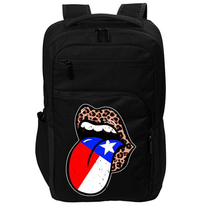 Leopard Print Lips with American Flag Impact Tech Backpack