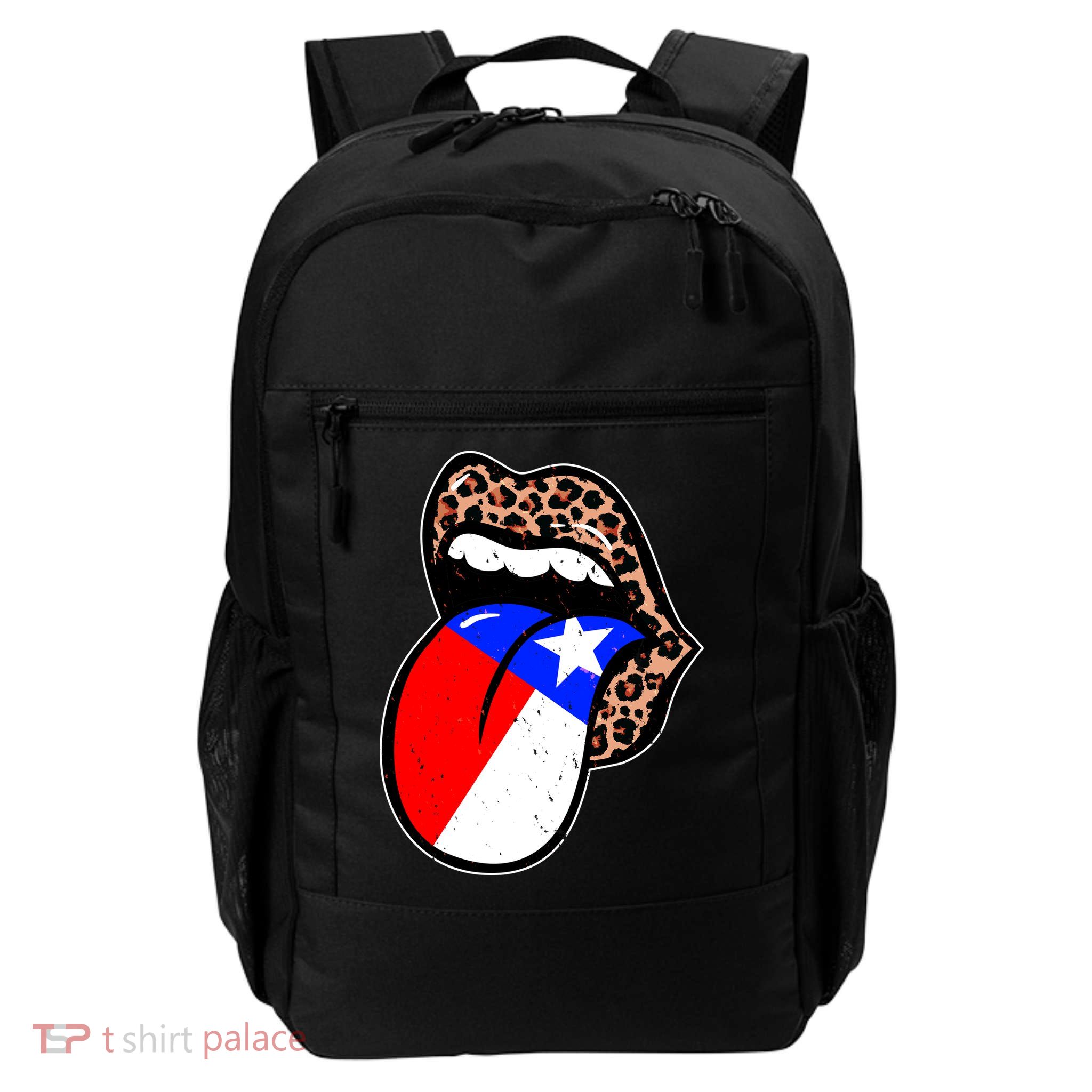 Leopard Print Lips with American Flag Daily Commute Backpack