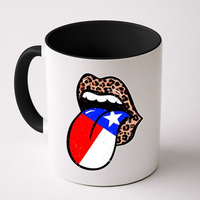 Leopard Print Lips with American Flag Mug