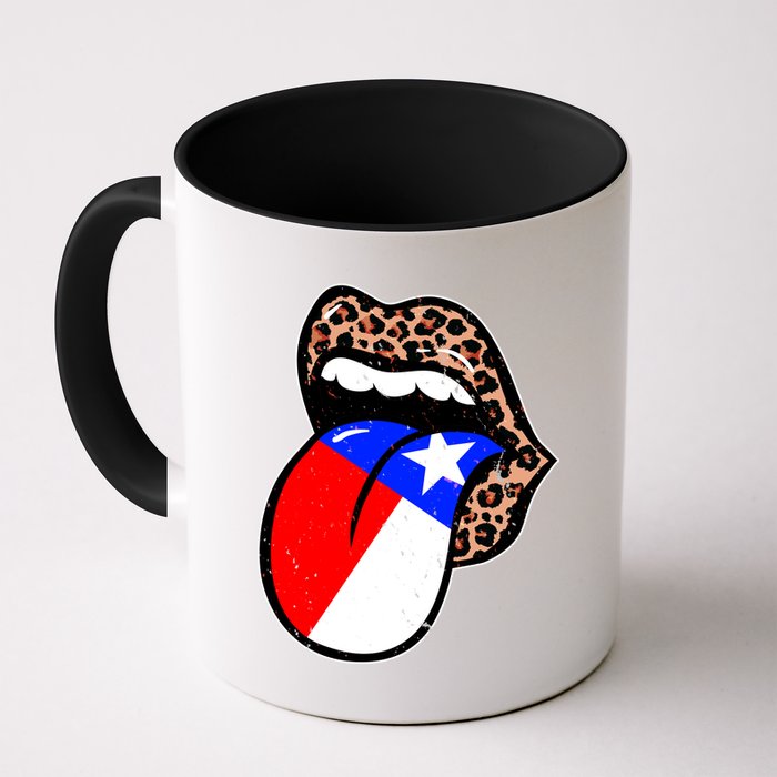 Leopard Print Lips with American Flag Mug