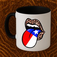Leopard Print Lips with American Flag Mug