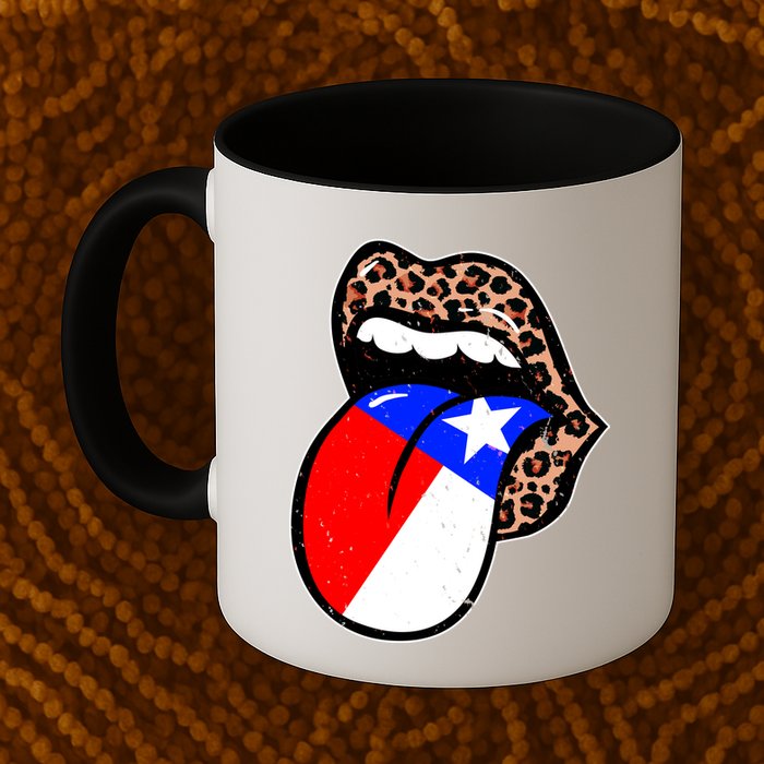Leopard Print Lips with American Flag Mug