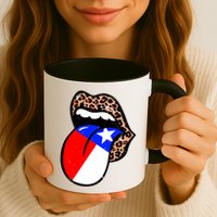 Leopard Print Lips with American Flag Mug