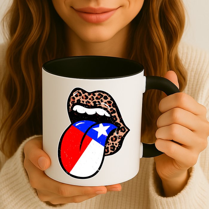 Leopard Print Lips with American Flag Mug