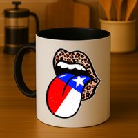 Leopard Print Lips with American Flag Mug