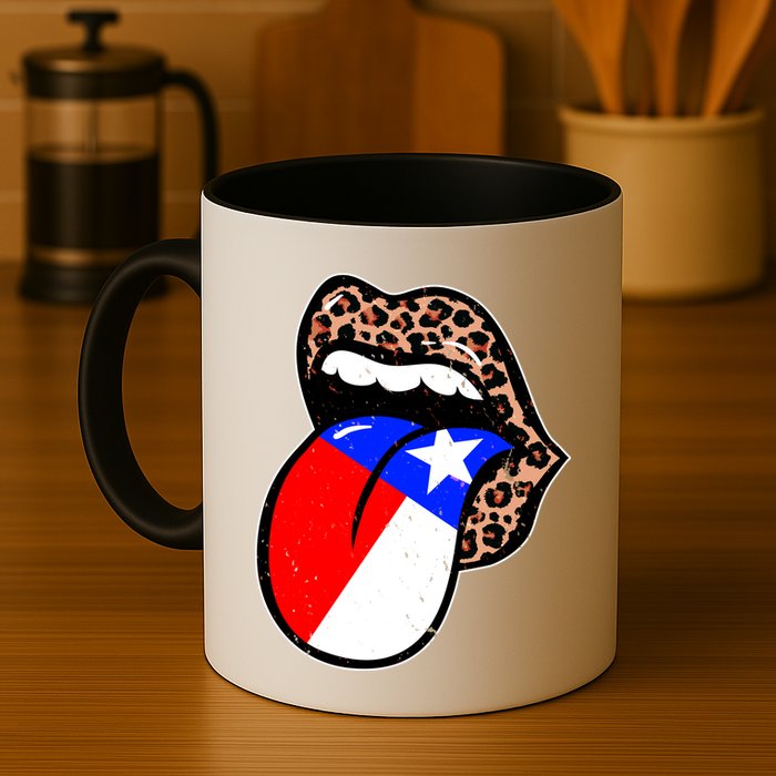 Leopard Print Lips with American Flag Mug