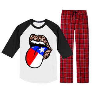 Leopard Print Lips with American Flag Raglan Sleeve Pajama Set