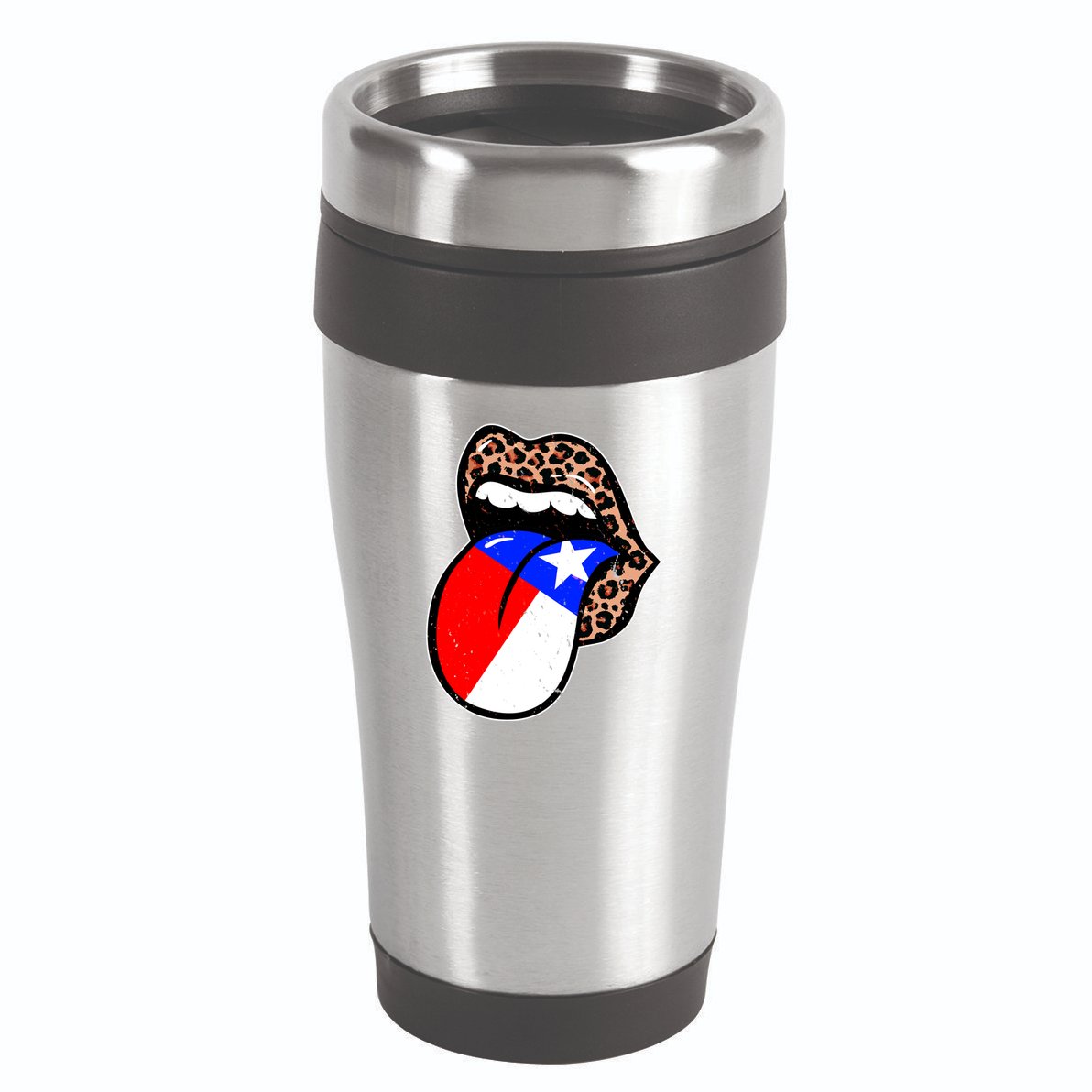 Leopard Print Lips with American Flag 16oz Travel Tumbler