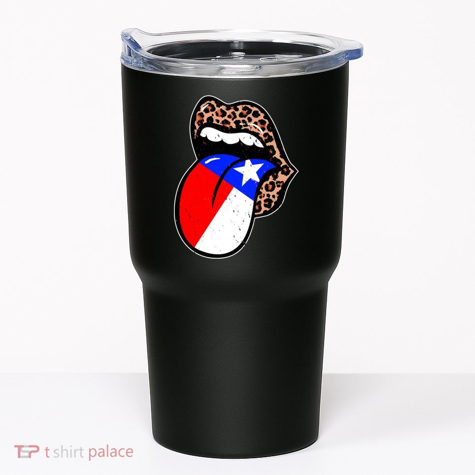 Leopard Print Lips with American Flag Tumbler