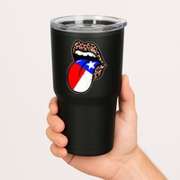 Leopard Print Lips with American Flag Tumbler
