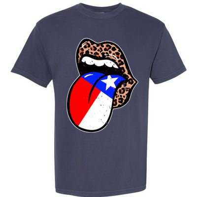 Leopard Print Lips with American Flag Garment-Dyed Heavyweight T-Shirt
