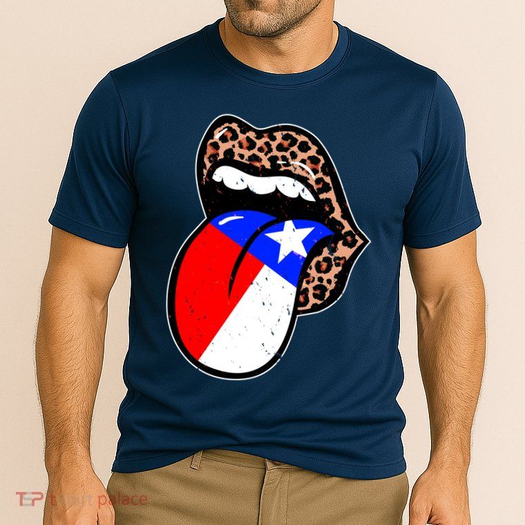 Leopard Print Lips with American Flag Performance Shirt