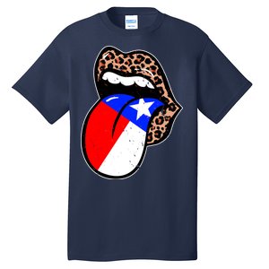 Leopard Print Lips with American Flag Tall T-Shirt