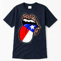 Leopard Print Lips with American Flag Tall T-Shirt