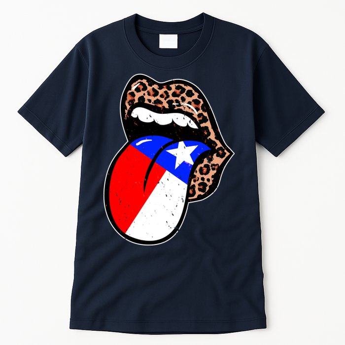 Leopard Print Lips with American Flag Tall T-Shirt