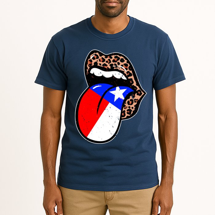 Leopard Print Lips with American Flag Tall T-Shirt