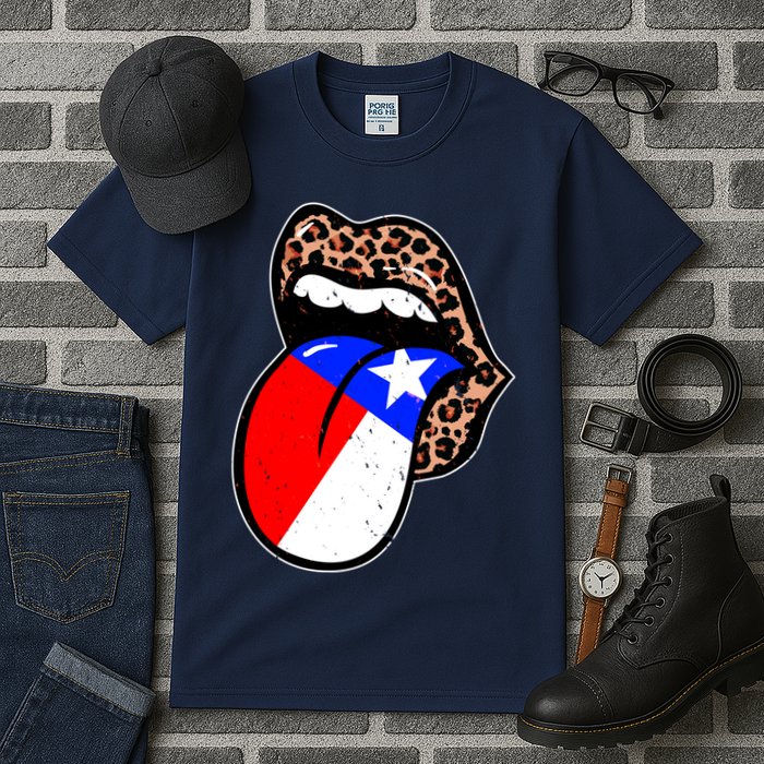 Leopard Print Lips with American Flag Tall T-Shirt