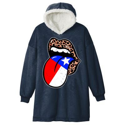 Leopard Print Lips with American Flag Hooded Wearable Blanket