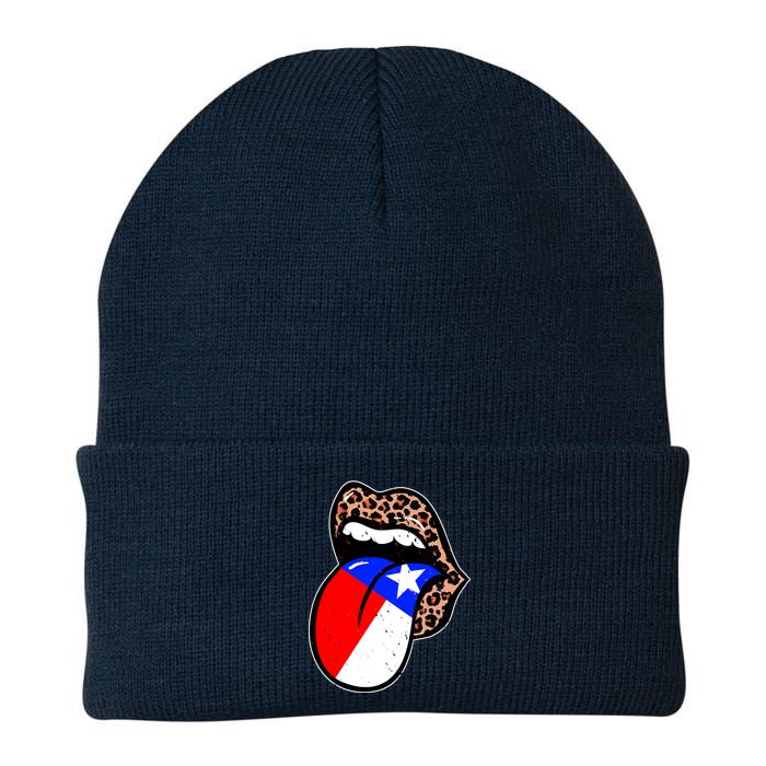 Leopard Print Lips with American Flag Beanie
