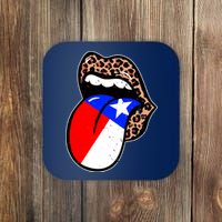 Leopard Print Lips with American Flag Coaster