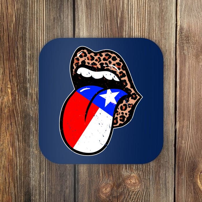 Leopard Print Lips with American Flag Coaster