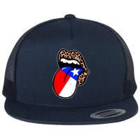 Leopard Print Lips with American Flag Flatbill Hat